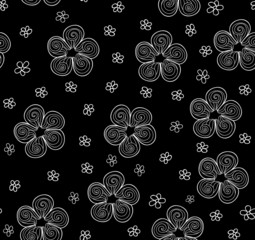 Vector seamless pattern of flowers, endless floral texture