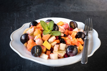 Fruit salad in the plate