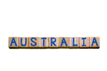 Word AUSTRALIA isolated on white background