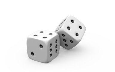 3d illustration of two white dice