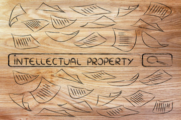 researching about intellectual property, messy business document