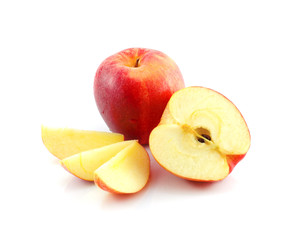 Naklejka na ściany i meble Fresh Apple Fruits with slices isolate on white