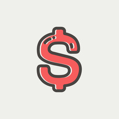 Dollar symbol thin line icon