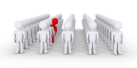 People in rows but one is different