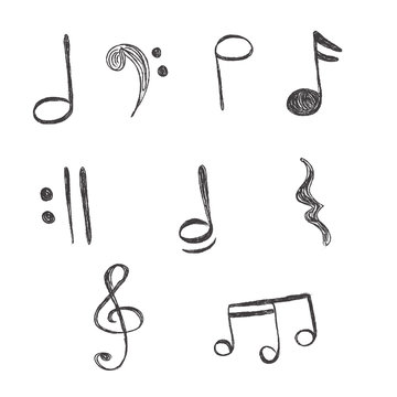 Music, Notes, vector, illustration, hand drawing