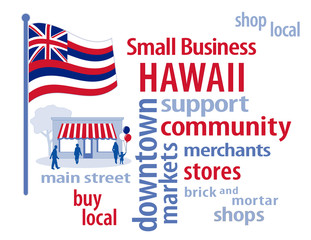 Hawaii Flag, shop small business stores, Main Street, word art