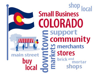 Colorado Flag, shop small business stores, Main Street, word art