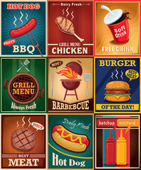 Vintage bbq grill poster design set © Sze Wei Wong
