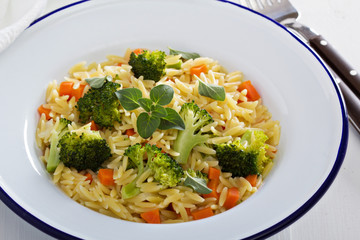 Pasta with broccoli and carrot