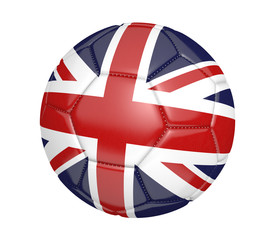 Soccer ball, or football, with the flag of United Kingdom