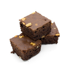 Brownie on white background.