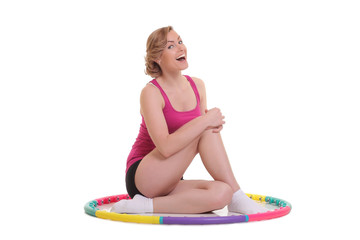 Woman holding hula hoop