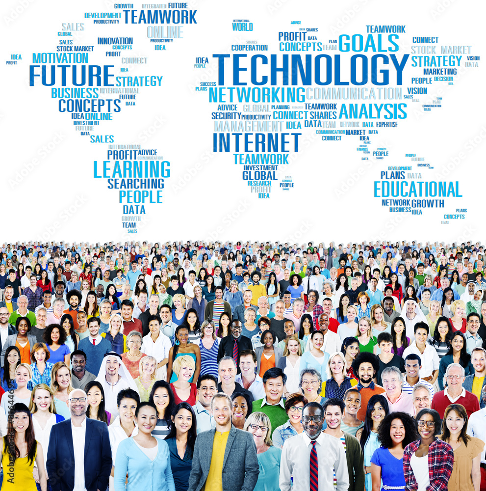 Poster technology networking connection global communication concept