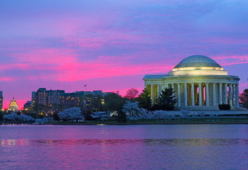 US Capitol and Thomas Jefferson Memorial  in US capital.