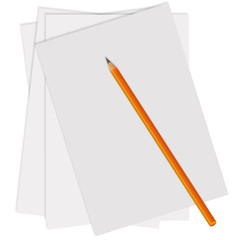 Изолированный Белый Лист Бумага Простой Карандаш