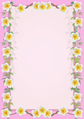 Frame with tropical flowers plumeria