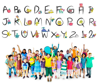 English Alphabet Letters Number Education Concept