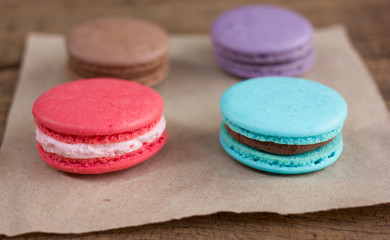 French colorful macarons.