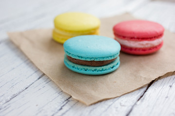 French colorful macarons.