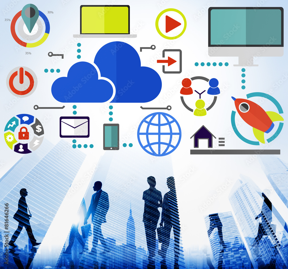 Aufkleber cloud computing network online internet storage concept