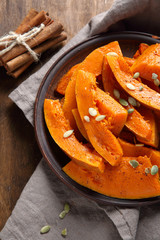 Baked pumpkin on a plate