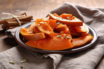 Pumpkin oven-baked on a plate