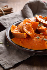 Sweet pumpkin on a plate