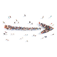 People in the form of arrows.