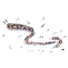 People in the form of arrows.