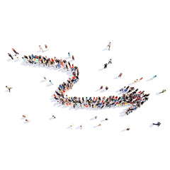 People in the form of arrows.