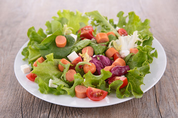 fresh salad with sausage