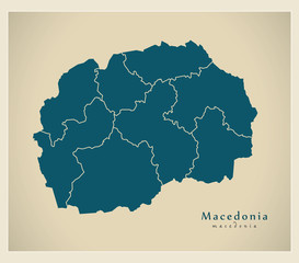 Modern Map - Macedonia with regions MK