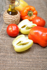 Fresh vegetables and oil