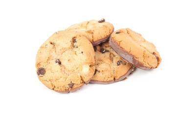 Chocolate chip cookie isolated on white