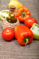 Fresh vegetables and oil