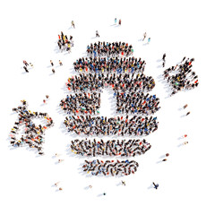 people in the form of a beehive.