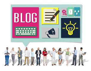 Obraz premium Blog Weblog Media Online Messaging Notes Concept