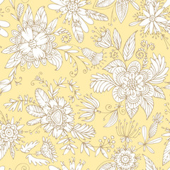 Yellow seamless flower pattern