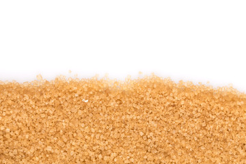 Crystals cane sugar isolated on white