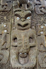 Fototapeta na wymiar Maori Wooden Carving, NZ