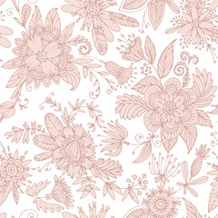 Fototapeta na wymiar Pale pink seamless flower pattern