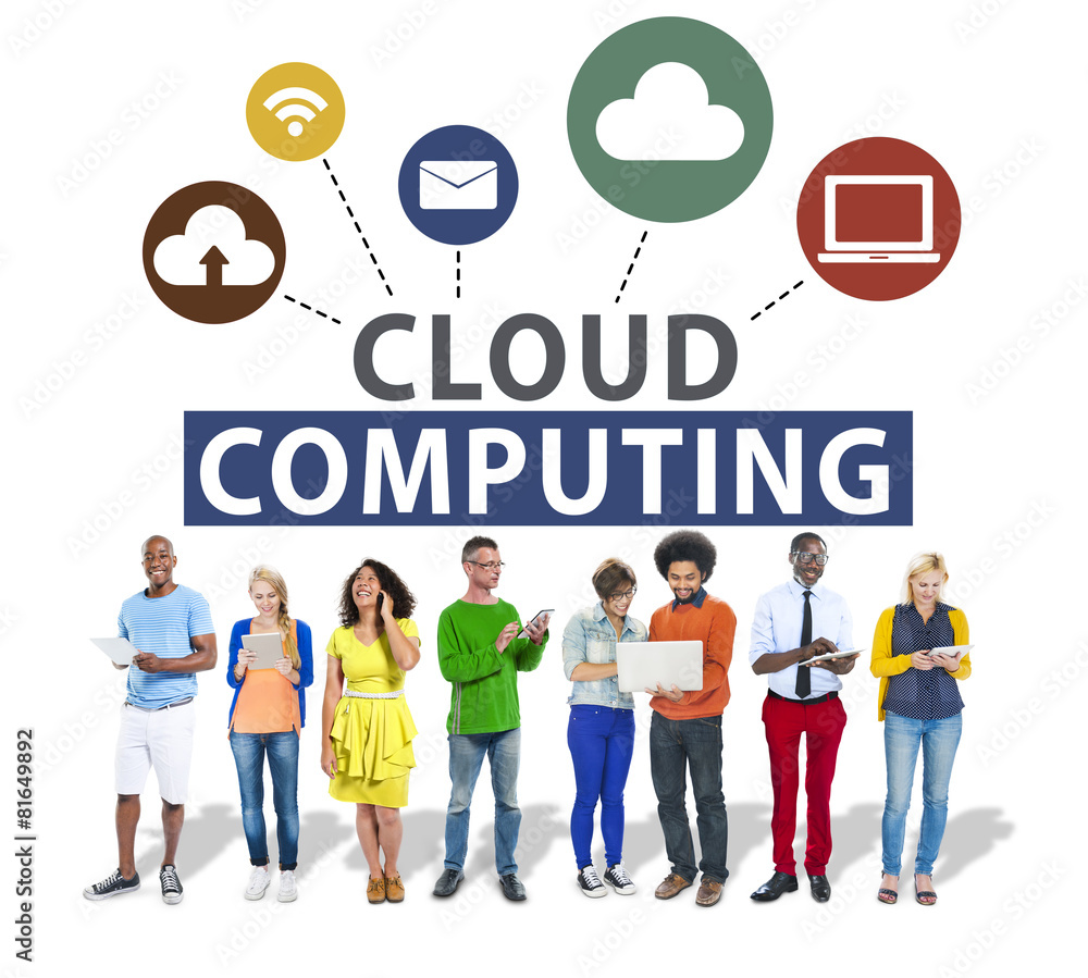 Poster cloud computing network online internet storage concept