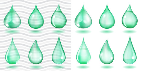 Transparent and opaque turquoise drops