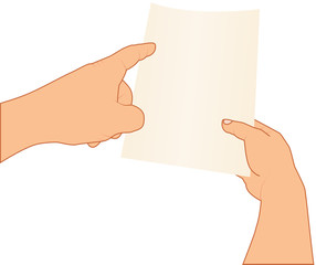 hands holding and pointing to blank paper, vector