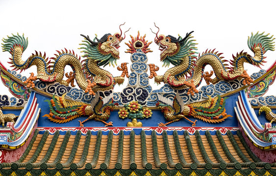 The Double Chinese Dragon Sculpture