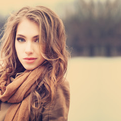 Gentle portrait of a beautiful redhead girl