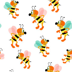 Bees seamless pattern
