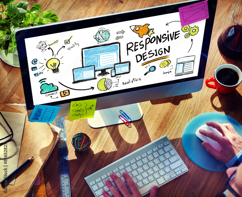 Poster responsive design internet online browsing technology concept