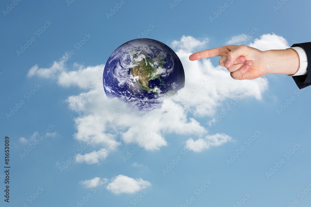 Poster composite image of hand pointing