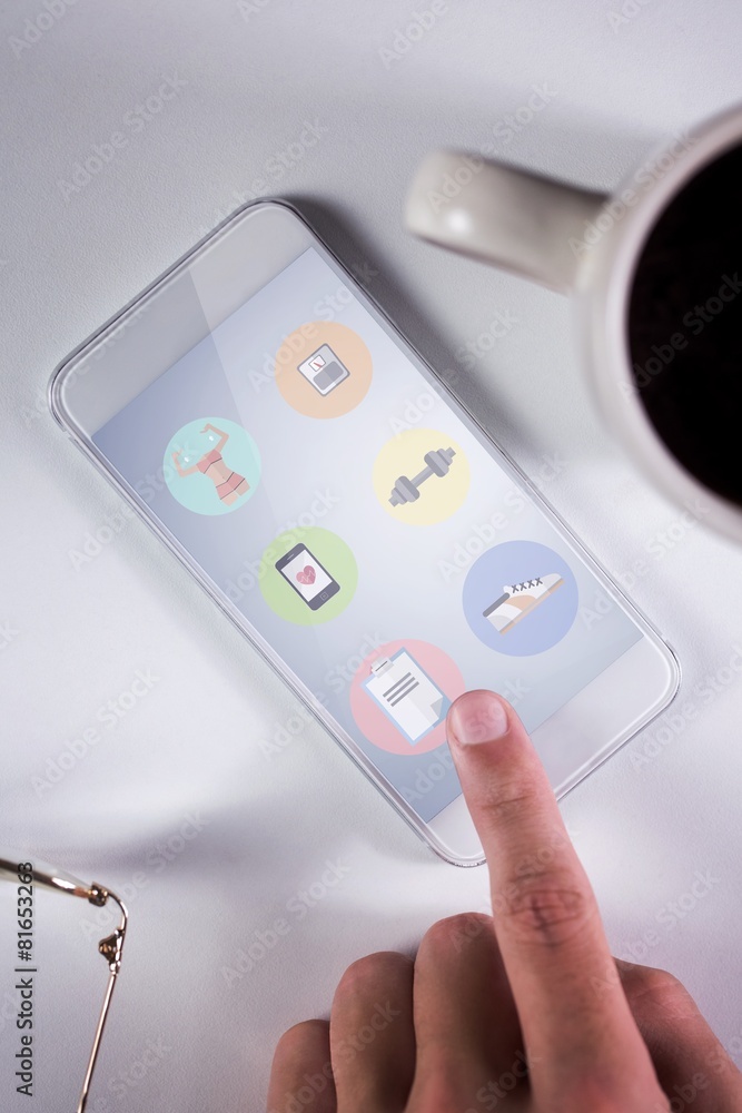 Poster Composite image of businessman using smartphone